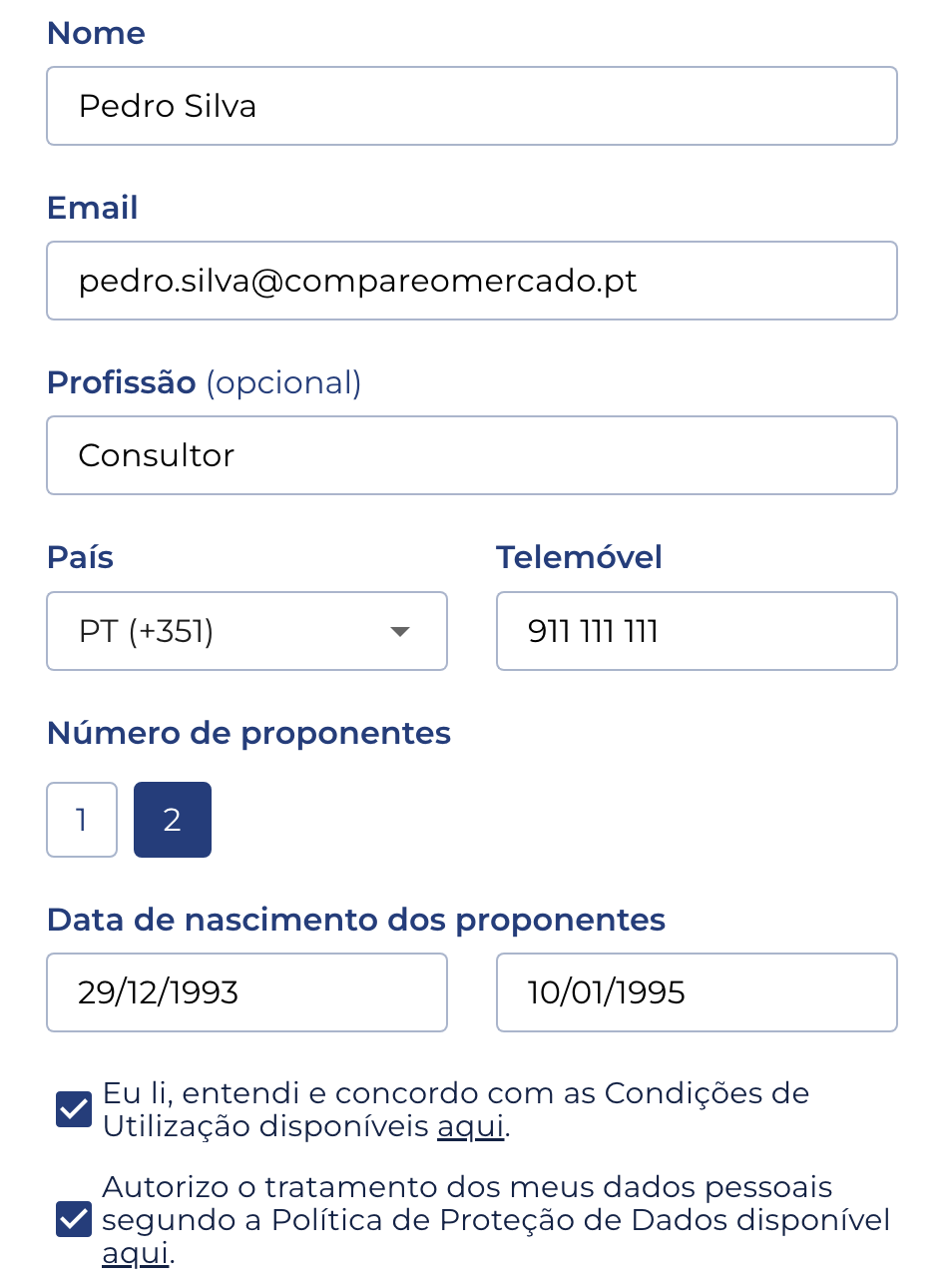 Formulário seguro vida crédito habitação segundo passo passo dois do formulário vida