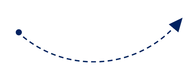 seta azul, a apontar para o primeiro passo